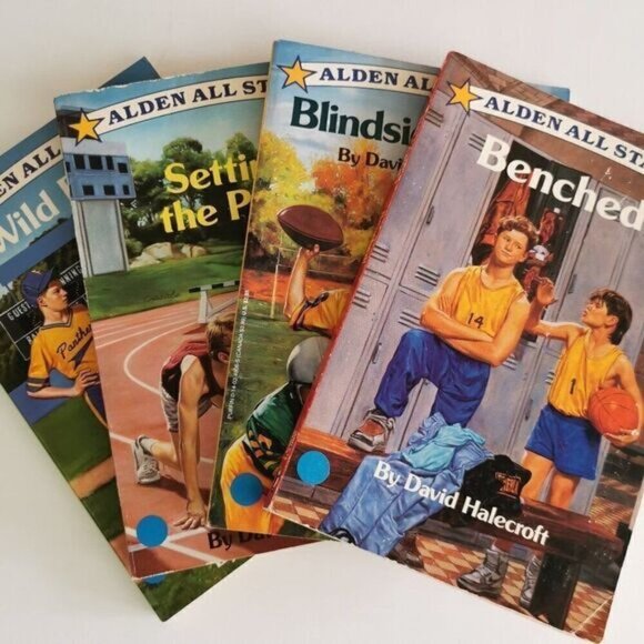 Set of 4 Alden All Stars Paperbacks - 90s Kids Books Sports Teams - Picture 1 of 8